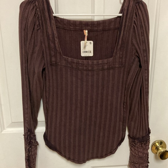 Free People Could I Love You More Eyelet Embroidered Ruffle Cuff Top - Picture 3 of 10